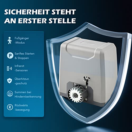 CO-Z Schiebetorantrieb Set bis 1500 kg Hoftorantrieb 550w Garagentorantrieb mit 2 Fernbedienung...