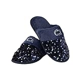 FOCO womens NCAA College Team Logo Ladies Sequin Fashion Slippers, Team Color, 9 1 US