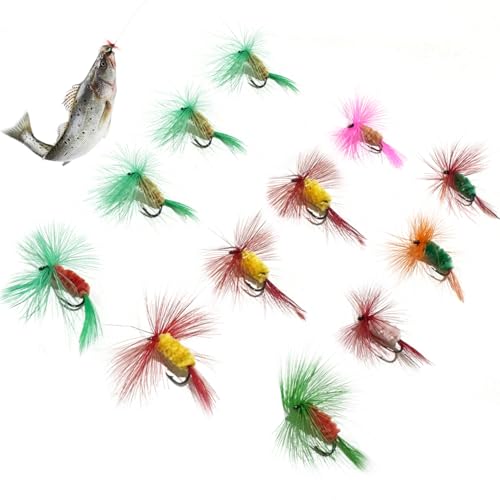EHERDM 36Pcs Fly Fishing Flies Kit Floating Soft Lures Assortment Nymphs Scud Streamers Wet/Dry Baits for Trout Bass Pike Salmon Bionic Style