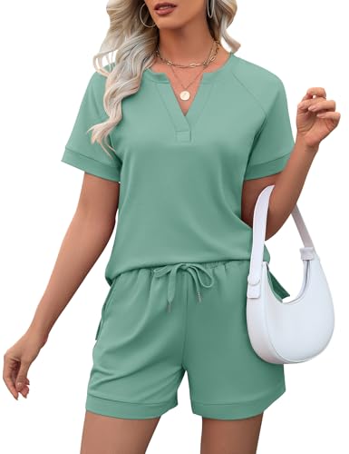 Image of LOMON Womens Two Piece Sets Summer Lounge Sets Sweatsuit Shorts Set Casual Matching Sets