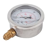 Akozon Hydraulische Wasserdruckanzeige Meter Messwerkzeug, 0-400BAR 0-5800PSI G1/4\ 63mm Dial Hydraulische Manometer Meter Doppelskala Manometer pneumatisch und hydraulisch