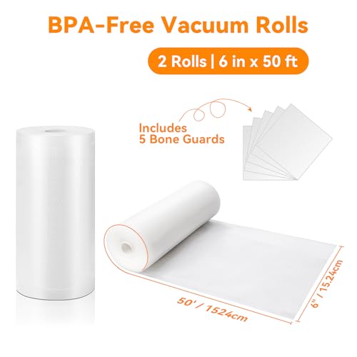 Wevac Vacuum Sealer Bags 6x50 Rolls 2 pack for Food Saver, Seal a Meal, Weston. Commercial Grade, BPA Free, Heavy Duty, Great for vac storage, Meal Prep or Sous Vide