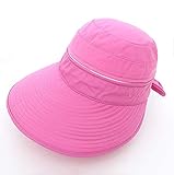 Damen Sonnenhut Sonnenschutz Strandhut mit Reißverschluss Sommerhut Breite Krempe Sonnenmütze Abnehmbar Kappe Frauen Faltbar Atmungsaktiv Kappe Schlapphut Outdoor Hut für Reisen Wandern Besichtigung