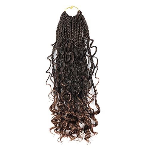Ayana 14 Inch Crochet Box Braids Curly Ends Bohomian Crochet Braids Box Braids 3X Goddess Box Braids Crochet Hair Synthetic Crochet Braids Hair Extensions (14 Inch-1Pack, T30)