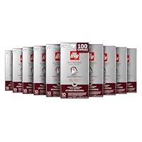 illy, Caffè in Capsule Compatibili in Alluminio INTENSO, 100% Arabica con Note di Cacao e Frutta Secca, Retrogusto Pieno e Corposo, 10 Confezioni da 10 (100 Capsule Totali)
