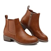 Ankle Boots for Women Waterproof Walking Boots Fashion Chelsea Booties Side Zip Low Heel Shoes Pointed Toe Casual Short Booties Black Brown