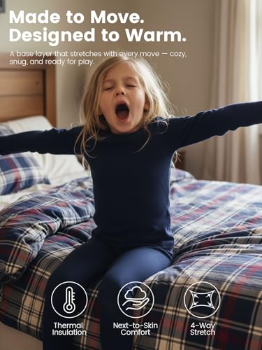 Girls Thermal Underwear Set Base Layer Long Sleeve Top and Pants2