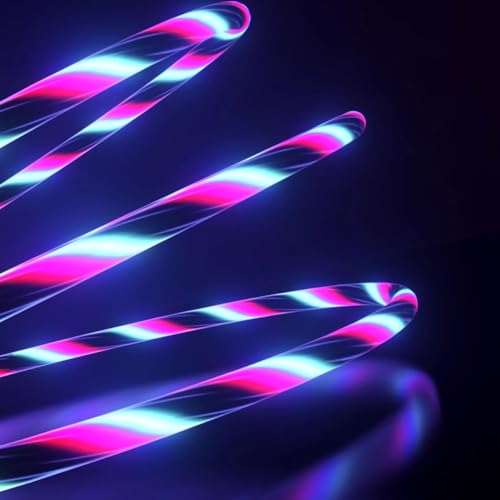 Image of AYI 6-in-1 USB Charging Cable with Colorful Flowing LED Light, 1m PVC Tangle-Free Universal Sync Cord, Smart Trickle Charging for Phones, Tablets, and More (Cross-Shaped Design)-Colorful 39 inches