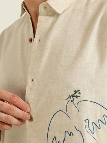 Image of MiraMichi Men's Pure Linen Shirt with Long Sleeve Collared Neck Standard Length and Button Down Closure Type |Shirt's for Men Stylish | Branded Shirt's | Formal Style
