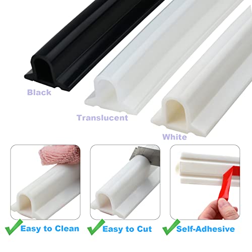 Duzzy 39 Inch Collapsible Shower Threshold Water Dam, Silicone Shower Water Stopper Barrier, Ideal for Wheelchair Accessible, Suitable for Accessibility ADA Handicap Showers Bathroom(3.3 Ft, White) by Duzzy - Used condition - Image 7