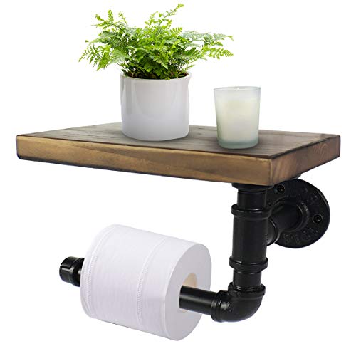 Foozet Industrieller Toilettenpapierhalter mit rustikalem Holzregal Cover