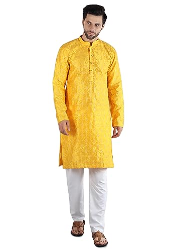 Image of Uri and MacKenzie Embroidery Silk Men's Kurta Pyjama Set