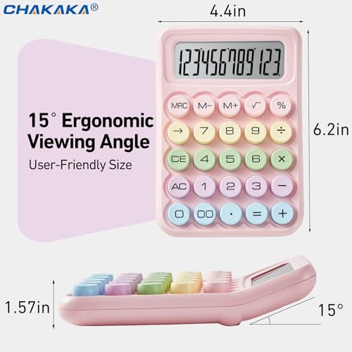 Image of Mechanical Calculator, Cute Pink Desk Calculator, Large Buttons
