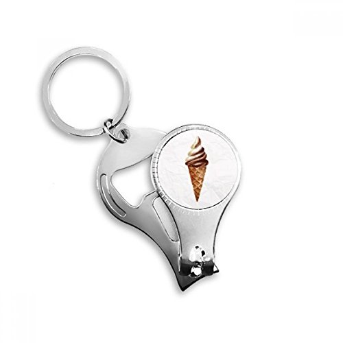 Brown Chocolate Sweet Ice Cream Pattern Nail Nipper Ring Key Chain Bottle Opener Clipper