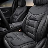 Car Seat Cushion With Back, Universal Faux Leather Seat Cushion for Car | Black Thin Driver Seat Cushion, PP Cotton Filled Car Seat Protective Cushion, Non-Slip Bottom, Suitable For All Car Seats