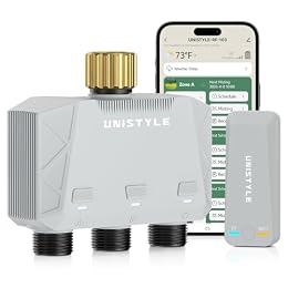 [All-New 2027] 1700FT WiFi Sprinkler Timer 3 Zone with Brass Inlet, Unistyle Smart Hose Timers Compatible Alexa & Google Voice, Water Timer for Garden Hose with Auto & Manual Modes for Garden Lawn