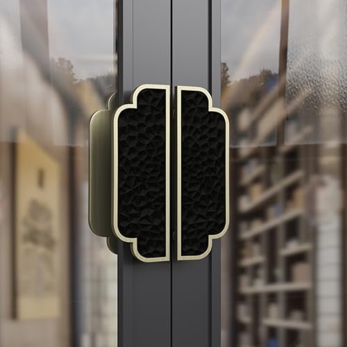 Poignées de porte doubles en aluminium style chinois 30x20cm pour portail