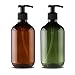 Alledomain 2PCS 300ml / 10oz Bouteilles De Pompe à Lotion en Plastique Refillable Vides (Brun et Vert)