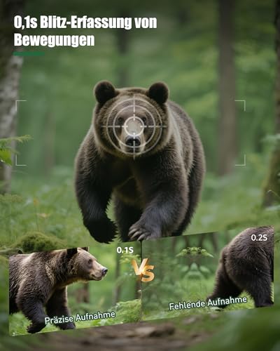 HAZA 4K WLAN Wildkamera mit App 60MP HD Wildtierkamera mit 940nm Nachtsicht Bewegungsmelder WiFi Jagdkamera mit SD Karte,120°Weitwinkel,0.1s Trigger,IP66 für Wildüberwachung/Deer Scouting (4K)