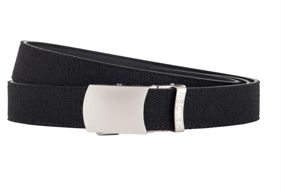 Image of HALDEN Canvas Leather Belt For Men with Magnetic Auto Lock Buckle, Adjustable Strap, Fits Up to 44 inch Waist, Stylish & Durable Belt for Daily Wear