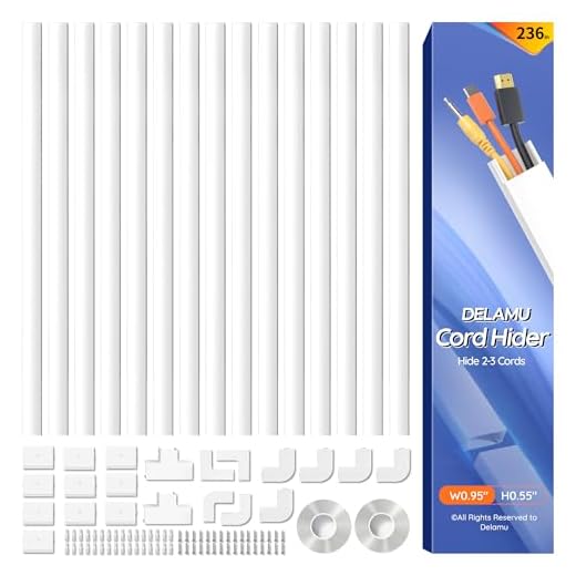 254in Cord Hider, Delamu Cable Hider, Wall Cord Concealer Cord Cover, Wire Covers for Cords, Wire Hiders for TV on Wall, Cord Hider Wall Mounted TV, Cable Cover Channel Raceway, 15xL16.9 W0.95 H0.55in