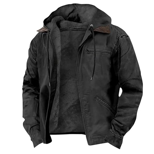 Men's Jacket Solid Color Hooded Loose Zipper Sweatshirt