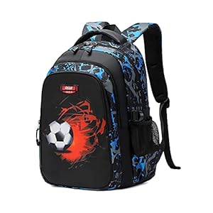 Asge Schulrucksack Jungen Teenager Schultaschen Mädchen Ranzen Ergonomischem Kinder Rucksäcke Fußball Druck Schulranzen für 8 10 14 Jahre School Bags for Boys Wasserdicht Schulranzen Groß für Schule