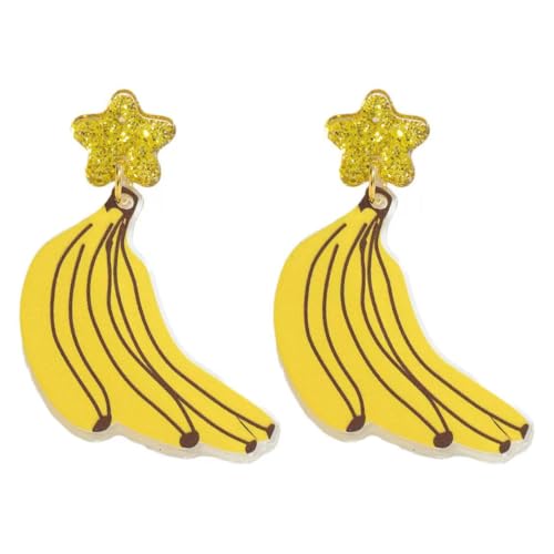 Cute Lifelike Fruit Banana Earrings Imitation Food Banana Dangling Earrings for Women Funny Resin Peeled Fruits Jewelry Holiday Gift (D)