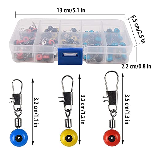 100 Stück Angeln Drehgelenk Snap, Angeln Barrel Wirbel, Angeln Wibel Kit, Edelstahl Lure Stecker, Snaps Angeln Set… – Bild 4