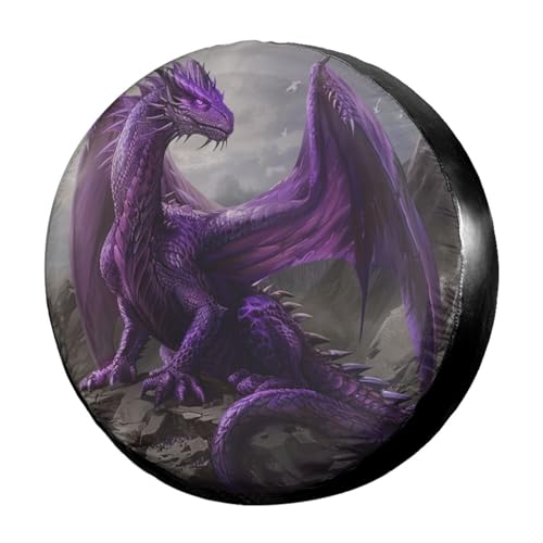 Image of Delerain Spare Tire Cover Cool Purple Dragon Wheel Covers Waterproof Dust-Proof UV Sun Universal Fit for Trailer RV SUV Truck and Many Vehicle (17 Inch for Diameter 31 inch-33 inch)