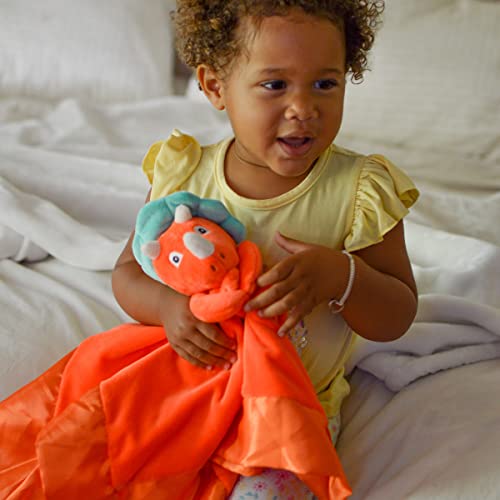 Image of Dinosaur Lovey Blanket for Baby | Large 20 inch x 20 inch Baby Lovey for Girls or Boys | Cute Dinosaur Security Blanket for Babies and Toddlers