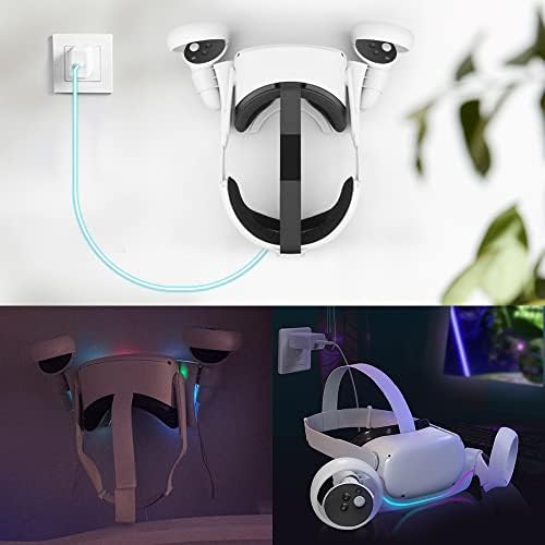 Vakdon USB Magnetic Charging Dock Holder for Oculus Quest 2 Headset, VR Quick Charging Station Stand Set for Oculus/Meta Quest 2 Headset Charger With Indicator Light, Storage Base for Quest 2 Handle