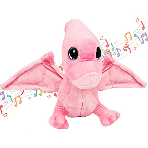 Dragon Stuffed Animal Plush Musical Toy, Dragon Soft Plush Toy Dinosaur Cute Stuffed Animal Toys Plushies Doll Gift for Boys and Girls Kids Toddlers Holiday Birthday Gift Toy, Pink Pterosaur