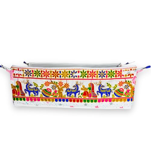 Image of A to Z Hub Rajwadi Comfortable Soft Cloth Swing New Born baybies Ghodiyu Cloth in Cool Cotton with Net and Stainless Steel Pipe (Design 3)
