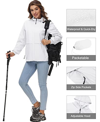 Avoogue Womens Waterproof Rain Jacket Lightweight Raincoat Packable Hooded Outdoor Windbreaker3