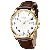 Kakabi Watch for Men, Fashion Minimalist Wrist Watch Waterproof Quartz Analog Date with Leather Strap