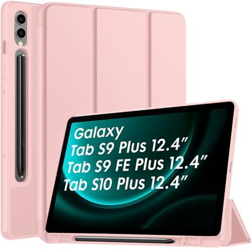Image of Robustrion Cover for Samsung Galaxy Tab S9 FE+ / Tab S10 Plus /Tab S9 Plus 12.4 inch Cover Case with [S Pen Holder] for Samsung Tab S9 FE Plus / S9+ / S10+ Tablet Cover [Auto Sleep /Wake] - Pink