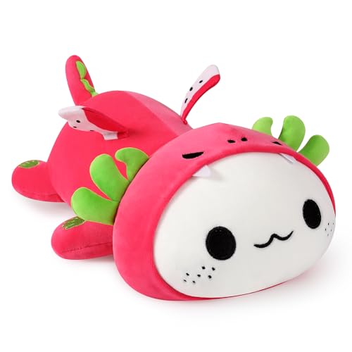 shownicer Peluche Axolotl - Kawaii, coussin en peluche Axolotl - Jouet - Cadeau pour enfants et filles de 3 ans - Fruit du dragon - 33 cm