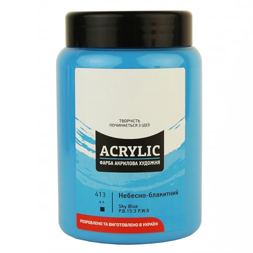 7 Artists Acrylfarbe Blau 400 ml – Hochdeckende Himmelblau Acryl für Holz, Leinwand, Ton & Stein Bemalen | Einzelne Acrylic Paint | Hellblau Acryl Farbe für Basteln & Malen | Acrylfarben Einzeln