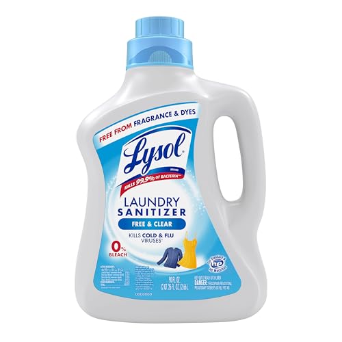 Image of Lysol Laundry Sanitizer Additive, Free & Clear, Free from Fragrance and Dyes, 0% Bleach Laundry Sanitizer, Bacteria-causing Laundry Odor Eliminator, Unscented, 90 Fl Oz (Pack of 1) - Package May Vary