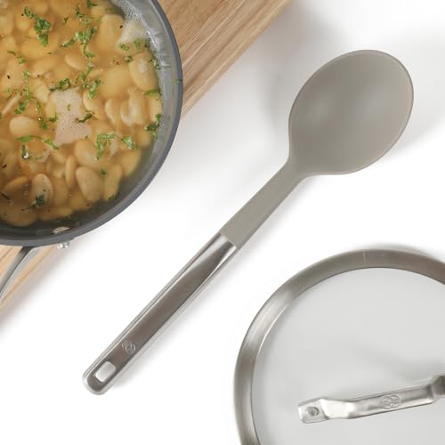 Image of Calphalon Prime Kitchen Spoon, Cooking Spoon with Silicone Head and Stainless Steel Handle, Heat-Resistant Nonstick-Safe Spoon for Stirring, Mixing & Serving