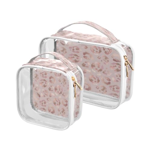senya Clear Toiletry Bag,Travel Makeup Cosmetic Bag Carry on Airport Airline Compliant Bag Leopard Print Cheetah Rose Gold for Women Men