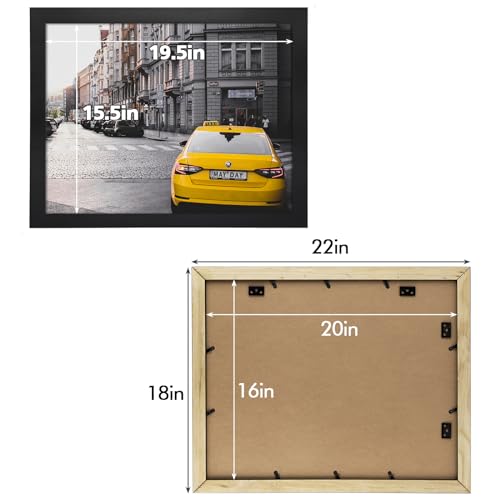 Image of Golden State Art, 16x20 Wooden Picture Frame with Tempered Glass and 1.25'' Wide (Black), Set of 4