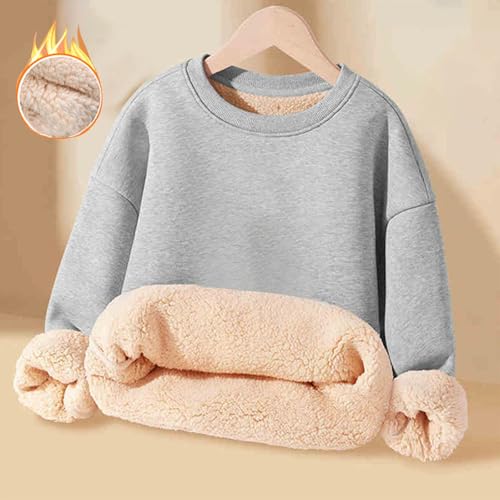 Girls Cotton Tops Sweatshirts Kids Long Sleeve Hoodies Pullover Crew Neck Sherpa Thick Shirt Fleece Lined Warm Hoodie2
