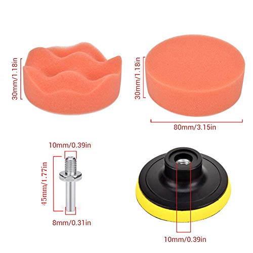 Yesallwas Kit de polimento de espuma para carro 8 peças, 4 pol. de pastilhas de polimento kits de fu