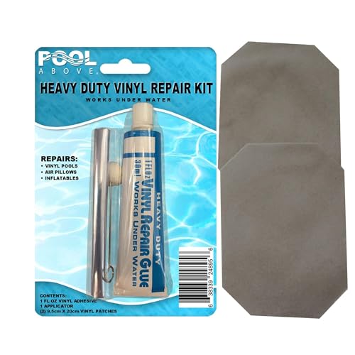 Hardcore Water Sports Repair Kit for DuraBeam Supreme Air-Flow Mattress | Vinyl Glue | Gray Rectangle Patches