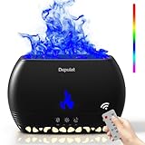 POSVIU Fire Flame Diffuser with 7 RGB Colors, Remote Control LED Auto-Off Flame Aroma Diffuser with Power Adapter & Audio Bluetooth, Room Decor, 350ml Essential Oil Diffuser for Comfortable Rest