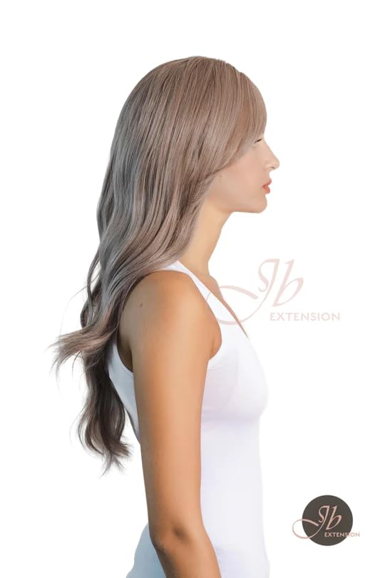 Miniatura 3 de JAMIRA - Peluca ondulada gris de 24 pulgadas con flequillo, pelucas largas y rizadas sin pegamento para mujer, pelucas sintéticas naturales para uso