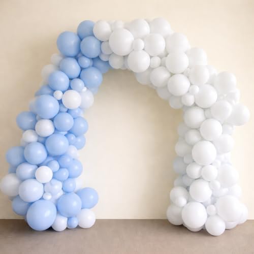 Image of Regular Balloon Combo For Decoration with Glue Dots & Balloon Arch Strip - Party Decor Set For Easy Party Setup (BLUE WHITE, 50)