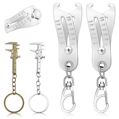 2PCS Portable Precise Thread Checker Keychain – Portable Thread Checker Tool with Two Vernier Calipers, Quick Bolt Measuring Tool for Screws and Nuts, Tools Bolt Size Finder for Thread Identification